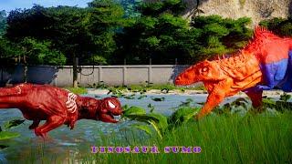 Ultimate Dinosaur Fighting! DEADPOOL VS T-Rex VS Superman Giganotosaurus in Jurassic World Evolution