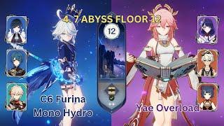 C6 Furina Mono Hydro & Yae + Raiden Overload | Genshin Impact 4.7 Abyss 12