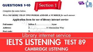 Practice IELTS Listening | Test 89 (Library Internet Service) | Cambridge Listening | Practice Now