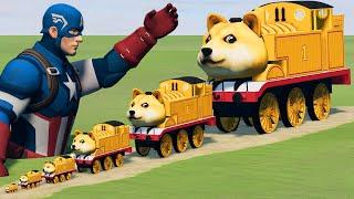 Big & Small Doge the Tank Engine vs Captain America PUNCH | BeamNG.Drive