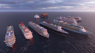 Nine contemporary cruise ships