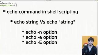 echo command in shell scripting | enable escape sequence in echo | disable trailing newline in echo