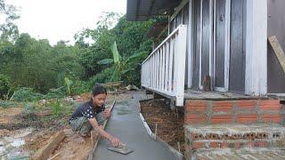 Build more front roof and build concrete road - Poor girl daily life