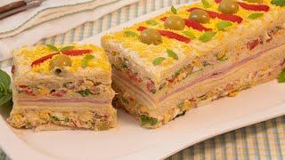 Un entrante FÁCIL, ELEGANTE Y DELICIOSO. Pastel sandwich relleno