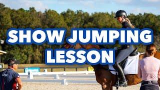 Mic'd up!  Experience a show jumping lesson with USA Eventing coach Leslie Law