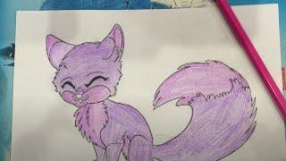 Complete the painting of a cute purple fox