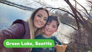 Грин Лейк (Green Lake) в Сиэтле, Озеро в городе Seattle, штат Вашингтон.