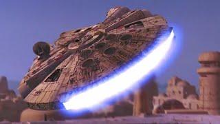 Millennium Falcon escapes Tatooine - Star Wars IV A New Hope