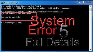 System Error 5:(Windows Hidden Administrator Account)