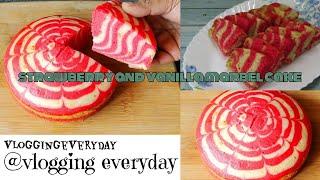strawberry and vanilla marbel cake full recipe | #vloggingeveryday All type video #cakerecipe