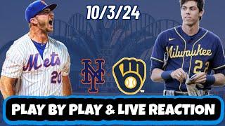 Milwaukee Brewers vs New York Mets Live Reaction | PLAY BY PLAY | GAME 3 | 10/3/24 | Brewers vs Mets