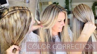 Blonde Highlights Gone Wrong - Major Color Correction  How to Fix Spotty Hair Color