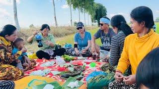 Pick tropical fruit in my mother's garden and grill fish with pork in the rice field