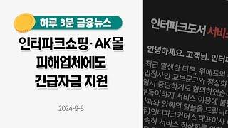 [금융뉴스] 인터파크쇼핑·AK몰 피해업체에도 긴급자금 지원(2024.9.8.)