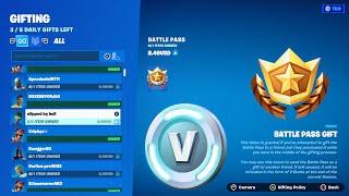 HOW TO GIFT CHAPTER 5 SEASON 3 BATTLE PASS WITH V-BUCKS IN FORTNITE!