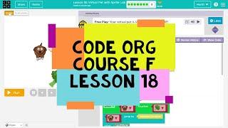 Code.org Course F Lesson 18 Virtual Pet with Sprite Lab - Code Org 2020