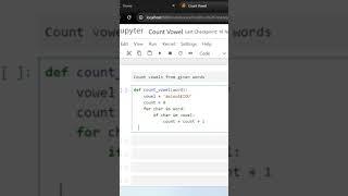 Count vowels from given word using Python  #interview #python #technology #shorts  @snip.code4