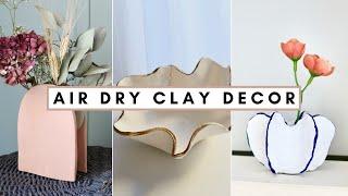 DIY air dry clay decor!  | Ruffled bowl & modern vases