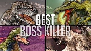 T-Rex VS Spino VS Theri VS Megatherium! BEST BOSS KILLER? BEAT ARK!