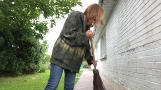 ASMR Sweeping with a new broom - No talking