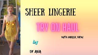 SHEER Yellow LACE Lingerie TRY ON Haul | TRANSPARENT Lingerie with Mirror View