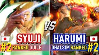 SF6  SYUJI (#2 Ranked Guile) vs HARUMI (#2 Ranked Dhalsim)  Street Fighter 6 High Level Gameplay