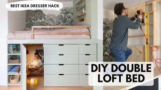 DIY Double Loft Bed with Hidden Hideout | Ikea Dresser Hack