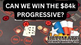 ULTIMATE TEXAS HOLD 'EM in LAS VEGAS! CAN WE WIN THE $84,000 PROGRESSIVE JACKPOT?!