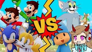 M.U.G.E.N Battles | Mario/Luigi/Sonic/Tails vs Tom/Gachatuber/Jerry/Pocoyo