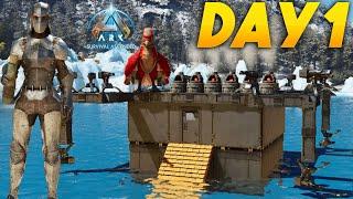 Surviving SOLO On A Raft Day 1 ARK Survival Ascended