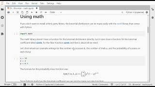 Python - Binomial Distribution (using math library only)