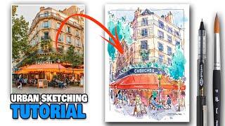 URBAN SKETCHING Tutorial | Simple Step By Step For Beginners