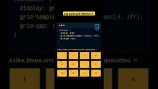 CSS grid gap property #shorts #cssgrid #css3 #html5 # responsivelayout #viral #coding #webdesign