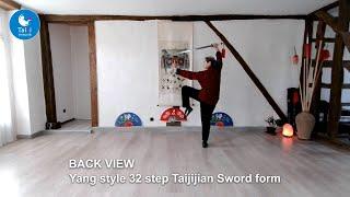 Yang style Tai Chi Sword 32 competition form BACK VIEW by Patrizia Leone for online Zoom classes