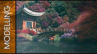 3D Studio Max - Speed modeling - Japanese temple - Time-lapse