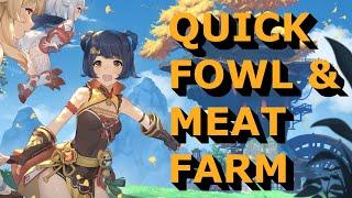 Genshin Impact: 2 Mins Quick Daily Fowl & Meat Farm Route