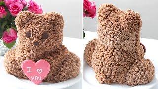 "I Love You" Teddy Bear Cake Recipe (Chocolate & Butterscotch Flavor)