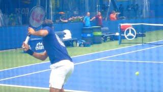 Roger Federer Backhand Slow Motion Court Level View - ATP One Handed Backhand Technique