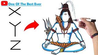 X Y Z  से भोलेनाथ शिव शंकर भगवान का ड्राइंग आसानीसे बनाना सिंखे - Lord Shiva Full Drawing From X Y Z