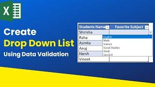 How to Create a Drop Down List in Excel Using Data Validation in Simple Steps