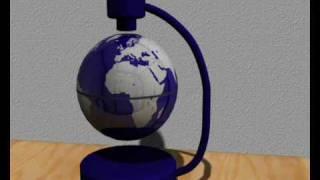 Anim8or animation: Levitating globe floats away