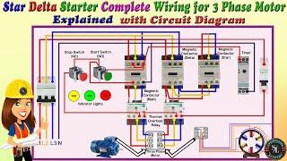 Star-Delta Starter Complete Wiring for 3 Phase Motor / Star-Delta Control Connection / Explained