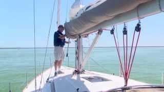 Offshore Sailing School - Removing Lazy Jacks to Hoist Mainsail