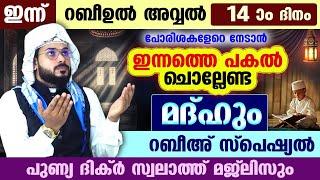 ഇന്ന് റബീഉൽ അവ്വൽ 14 ആം ദിനം... ഇന്നത്തെ പകൽ ചൊല്ലേണ്ട ബൈത്തും റബീ:അവ്വൽ സ്പെഷ്യൽ സ്വലാത്തും Dikr