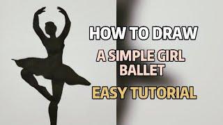How to draw a Simple SHADOW BALLET GIRL + Steps by Step easy Drawing