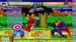 NICK54222 MUGEN: Superman and Batman VS Iron Man (Koldskool) and Captain America