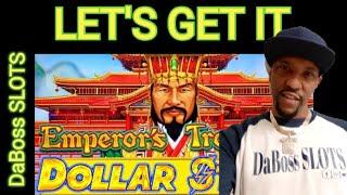 LET'S GET IT with DABOSS SLOTS on EMPEROR'S TREASURE  DOLLAR STORM SLOT MACHINE & MORE #dabossslots