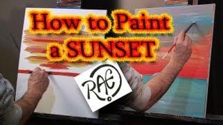 HOW TO PAINT a SUNSET Tutorial using ACRYLIC PAINTS by RAEART