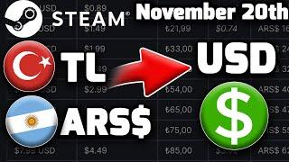 USD Pricing For Steam Turkey and Argentina (from November 20th)