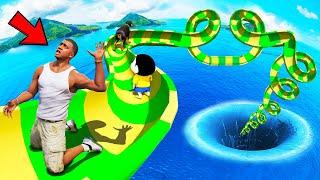 SHINCHAN AND FRANKLIN TRIED THE CURVY WATERSLIDE DEEPEST HOLE CHALLENGE & WON AMAZING PRIZES GTA 5